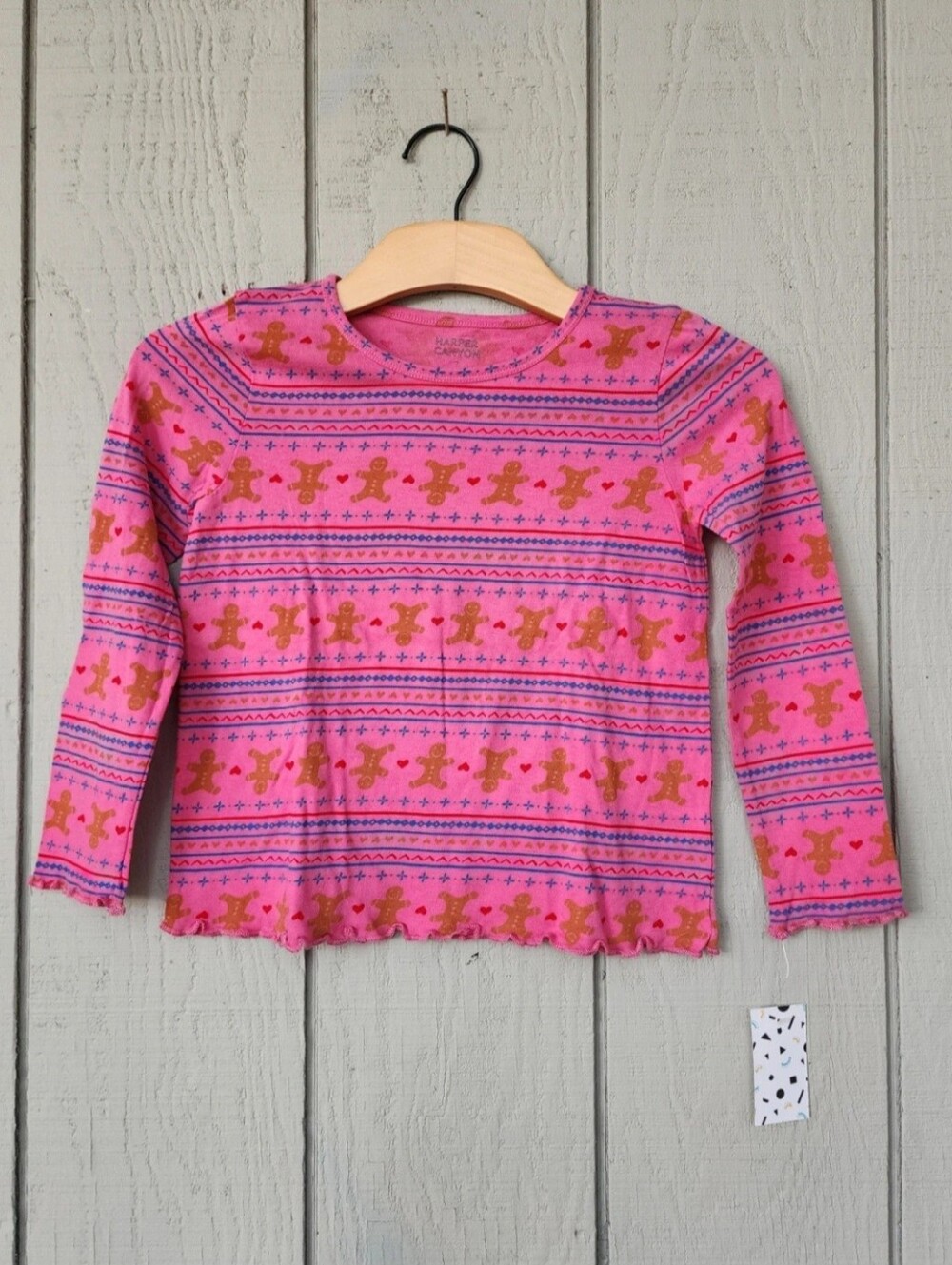 NWT Harper Canyon Christmas Gingerbread Cotton Long Sleeve Tee Girls Sz 7